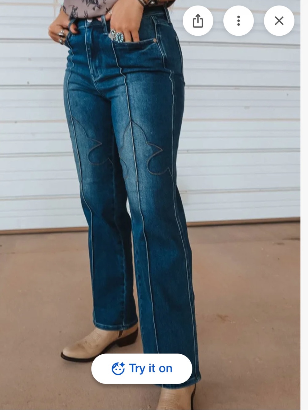 JUDY BLUE Boyfriend Straight Leg‎ "Far West" Embroidered Jeans JB88841